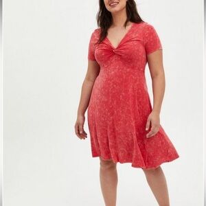 Torrid Super Soft Babydoll Dress Orange Red Stretch Pullover Mini Casual 1X